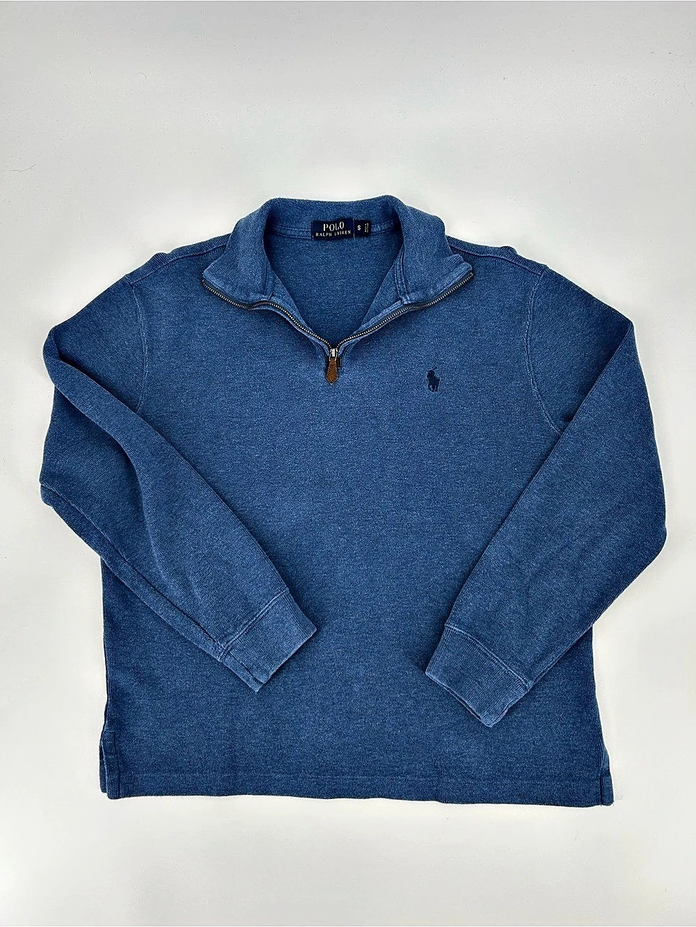 Polo Ralph Lauren Men's Estate Rib Quarter-Zip Pullover Sweater Blue Small